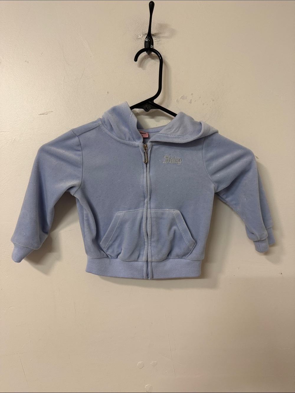 Juicy Couture Light Blue Girls Velour Zip Hoodie